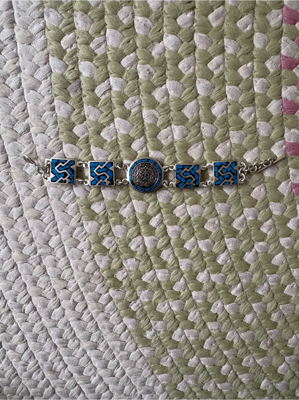 Silver And Blue Enamel Link Bracelet - Women's Fashion Accessory